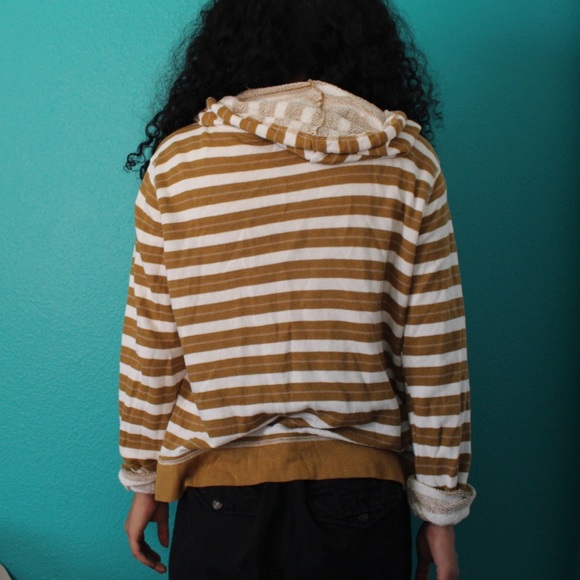 yellow striped zip up hoodie - Picture 2 of 8